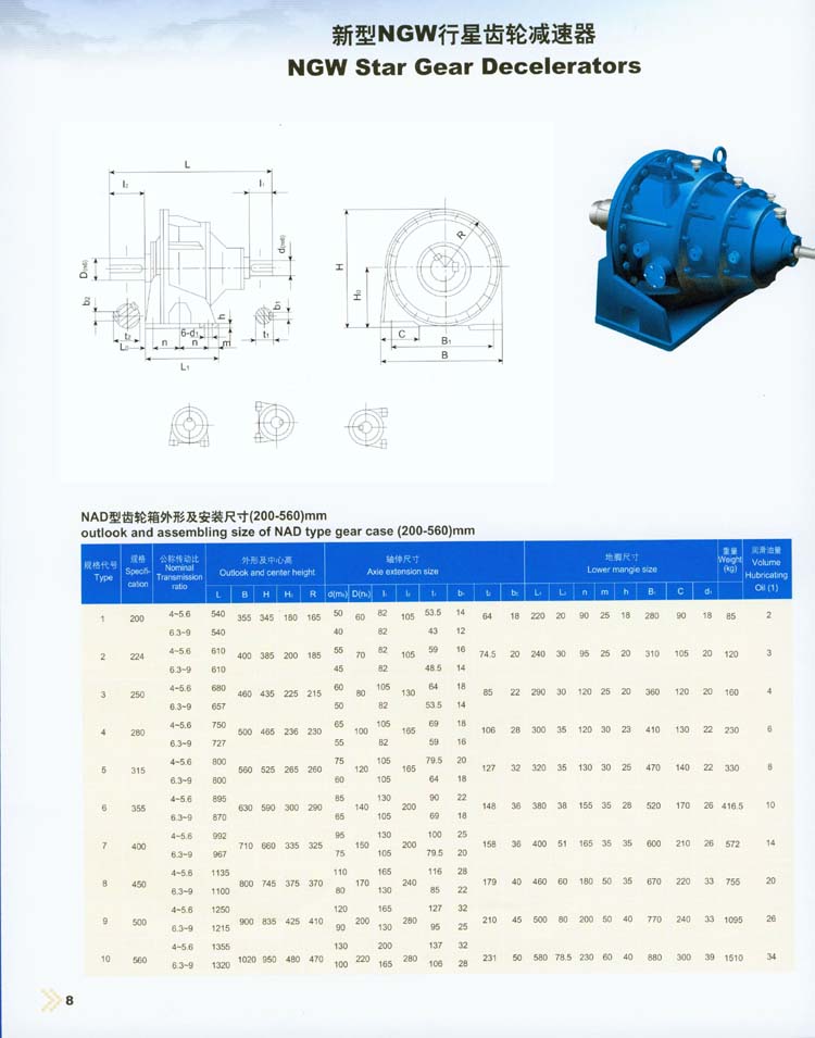 新型NGW行星齿轮减速器