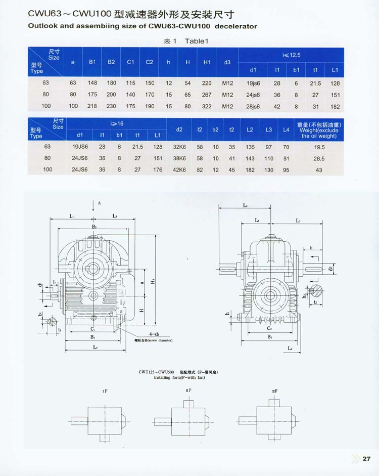 CW圆弧齿圆柱蜗杆减速器