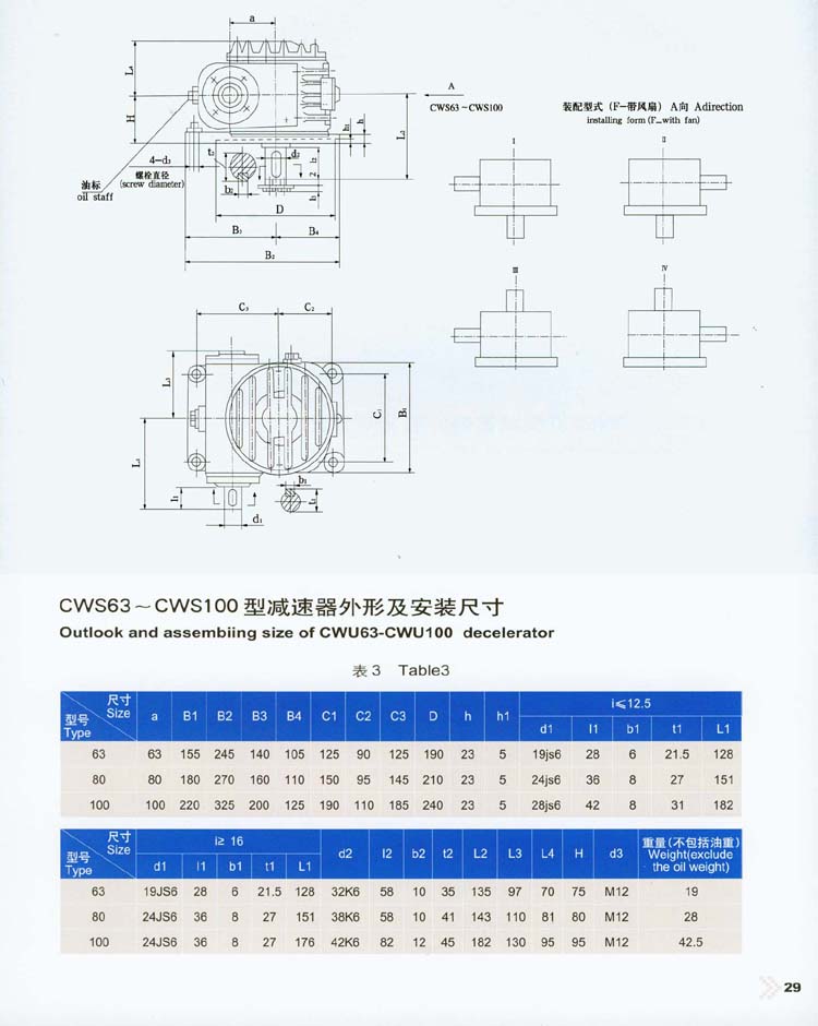 CW圆弧齿圆柱蜗杆减速器